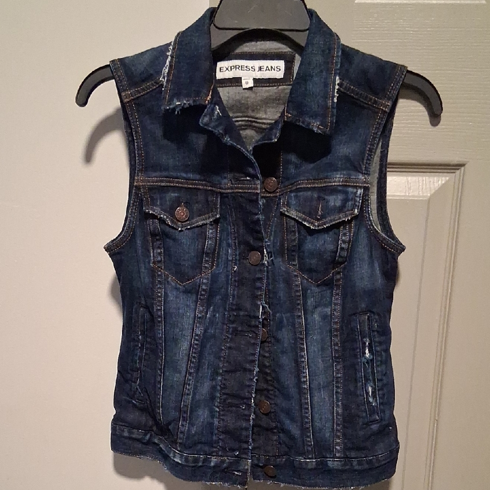 Express Dark Blue Denim Vest